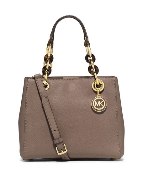 Michael Kors Cynthia SMALL Leather Satchel in DARK DUNE: 